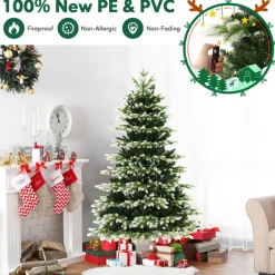 Village Lighting Company Snowy Tipped Pre-Lit Hinged Christmas Tree with Remote Control