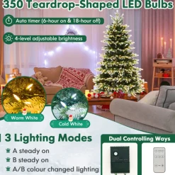 Village Lighting Company Snowy Tipped Pre-Lit Hinged Christmas Tree with Remote Control