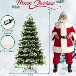 Village Lighting Company Snowy Tipped Pre-Lit Hinged Christmas Tree with Remote Control