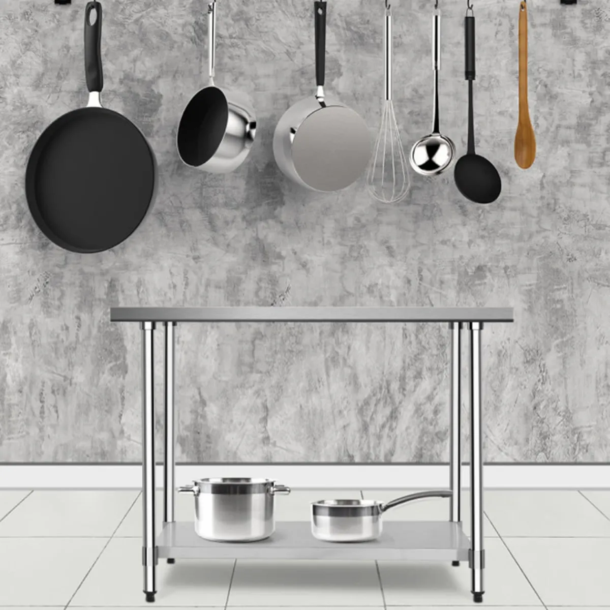 Sharper Image Stainless Steel Commercial Kitchen Worktable