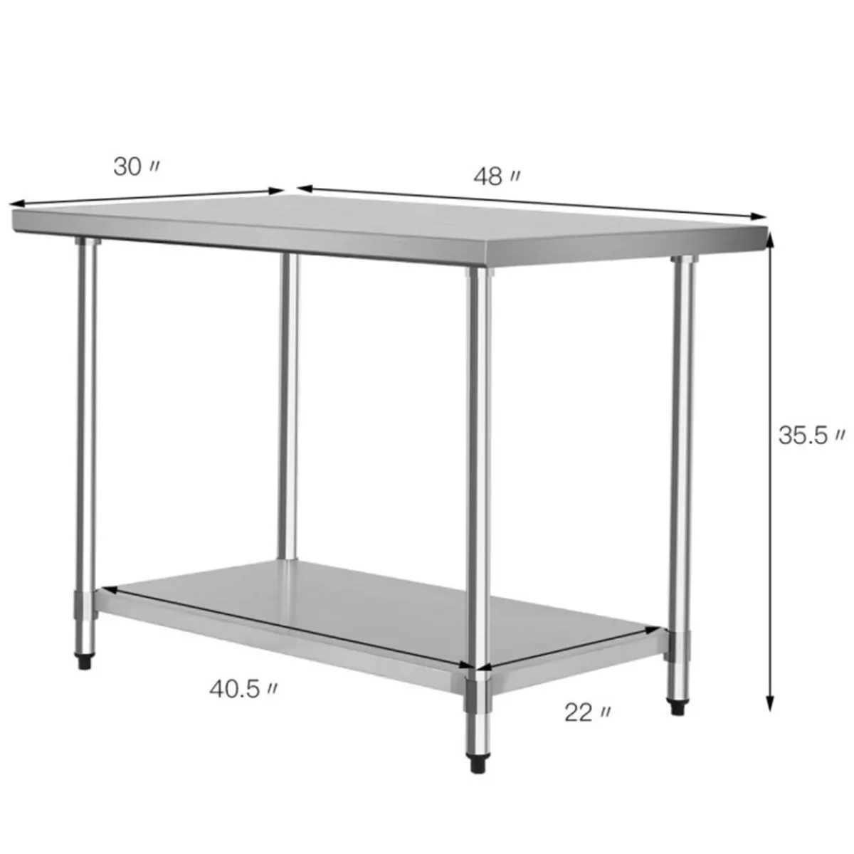 Sharper Image Stainless Steel Commercial Kitchen Worktable