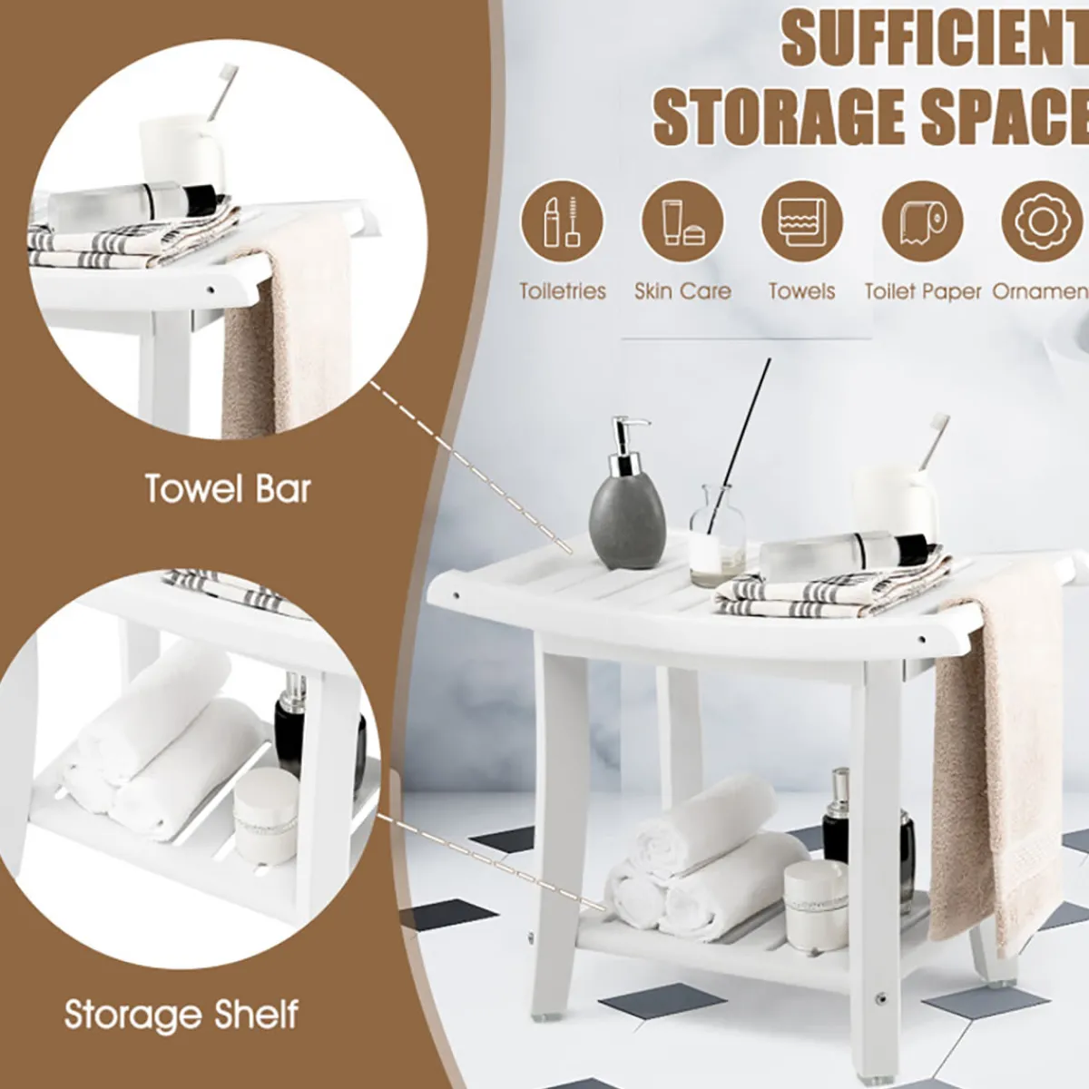 Sharper Image 2-Tier Bathroom Shower Bench