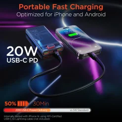 Sharper Image Transparent Fast Charge Power Bank