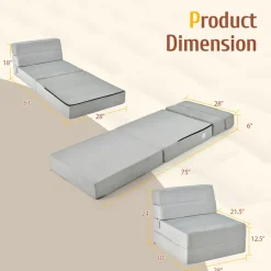 Sharper Image Tri-Fold Sleeper Sofa Bed