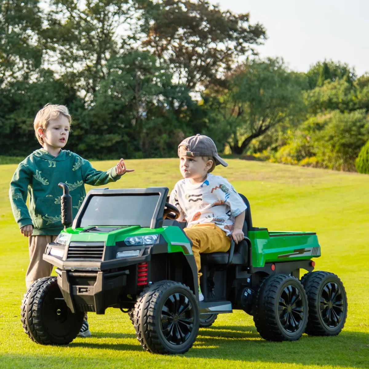Kids DTI Direct Inc 24V 6 Wheeler Tractor Trailer with Dump Cart