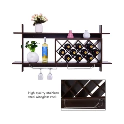 Sharper Image Wall Mount Wine Rack Organizer with Glass Holder