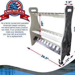 ReelSonar Inc Waterproof Rolling 16 Fishing Rod Rack