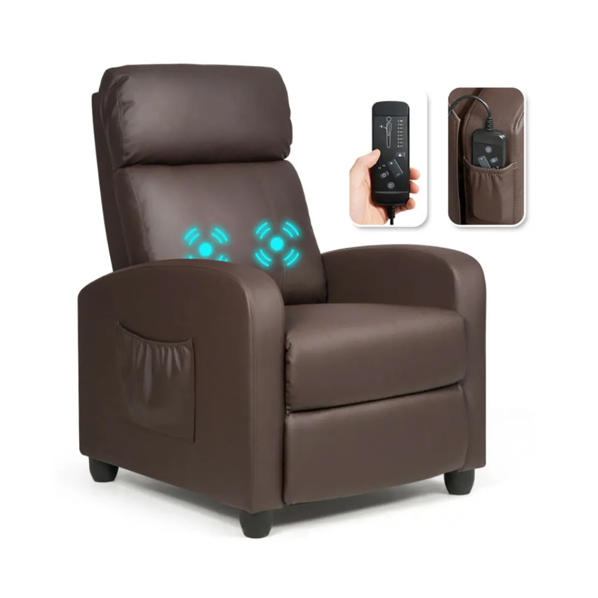 Sharper Image Wingback Massaging Recliner Chair