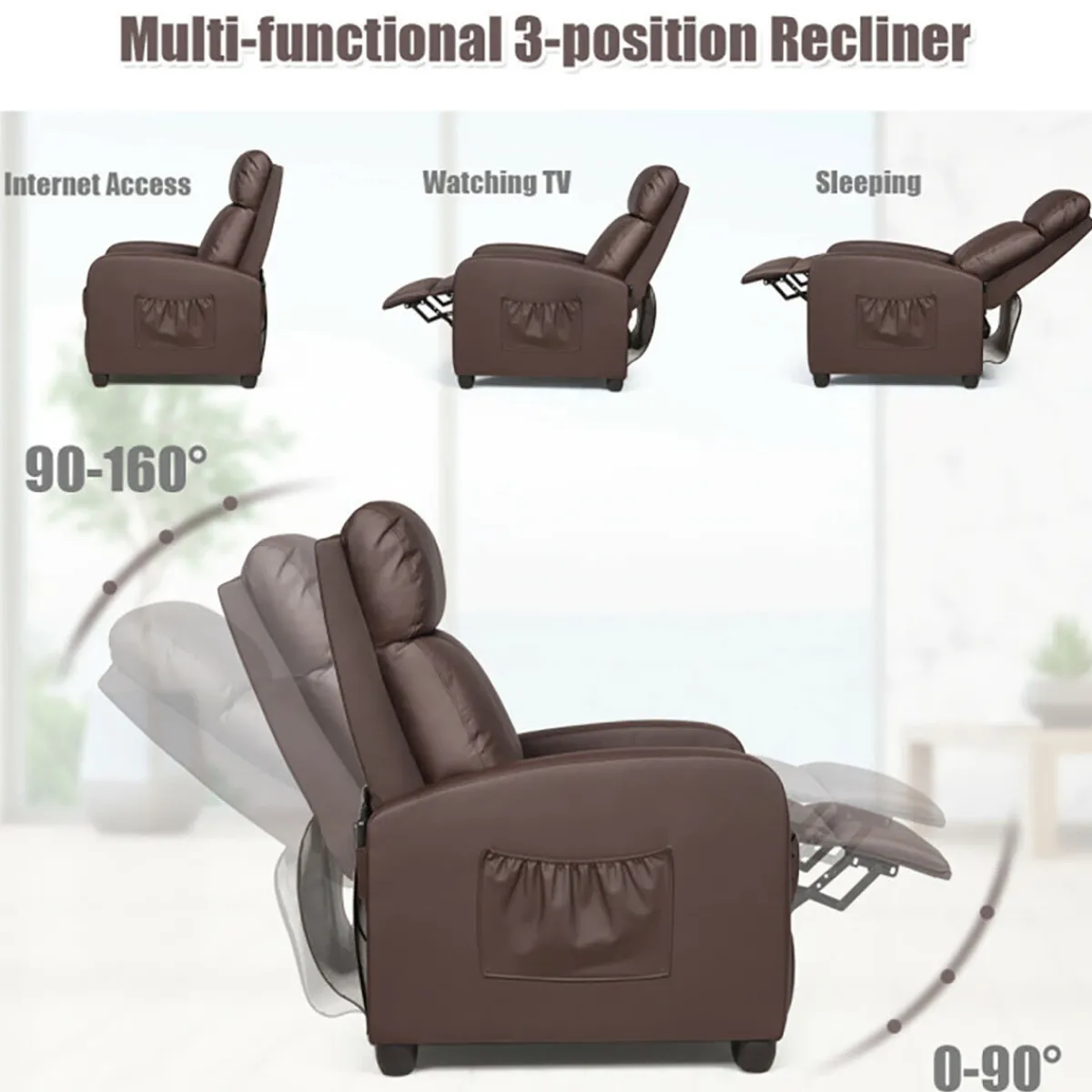 Sharper Image Wingback Massaging Recliner Chair