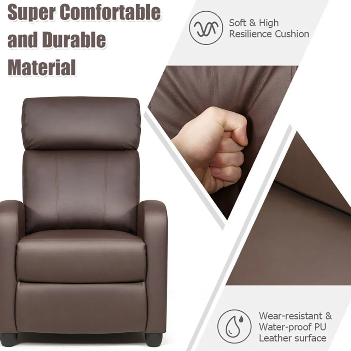 Sharper Image Wingback Massaging Recliner Chair