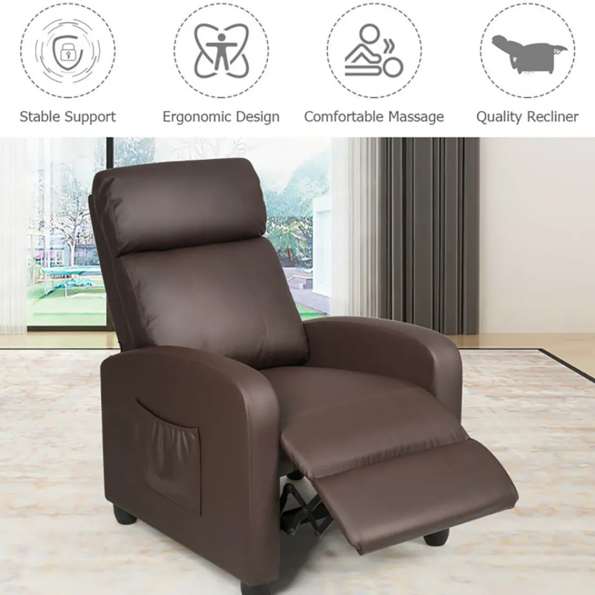 Sharper Image Wingback Massaging Recliner Chair