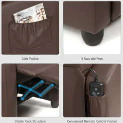 Sharper Image Wingback Massaging Recliner Chair