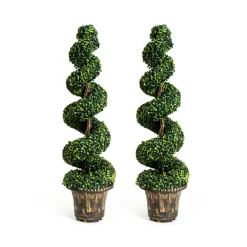 GoPlus (Costway) 4' Artificial Boxwood Spiral Topiary Trees (Set of 2)
