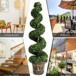 GoPlus (Costway) 4' Artificial Boxwood Spiral Topiary Trees (Set of 2)
