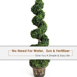 GoPlus (Costway) 4' Artificial Boxwood Spiral Topiary Trees (Set of 2)