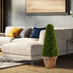 GoPlus (Costway) 3' Artificial Boxwood Topiary Tree with Cement Flowerpot