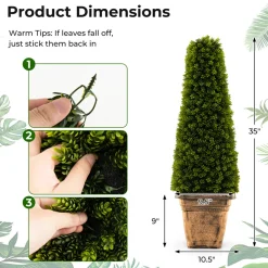 GoPlus (Costway) 3' Artificial Boxwood Topiary Tree with Cement Flowerpot