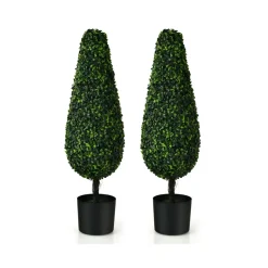 GoPlus (Costway) 3' Artificial Boxwood Tower Topiary Trees (Set of 2)