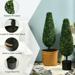 GoPlus (Costway) 3' Artificial Boxwood Tower Topiary Trees (Set of 2)