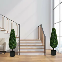 GoPlus (Costway) 3' Artificial Boxwood Tower Topiary Trees (Set of 2)