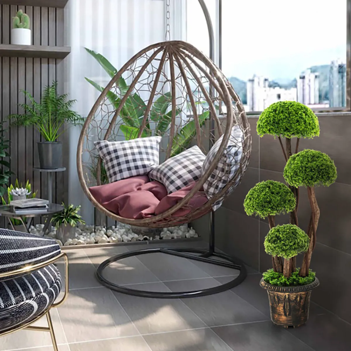 GoPlus (Costway) 3' Artificial Cedar Topiary Tree with Rattan Trunk