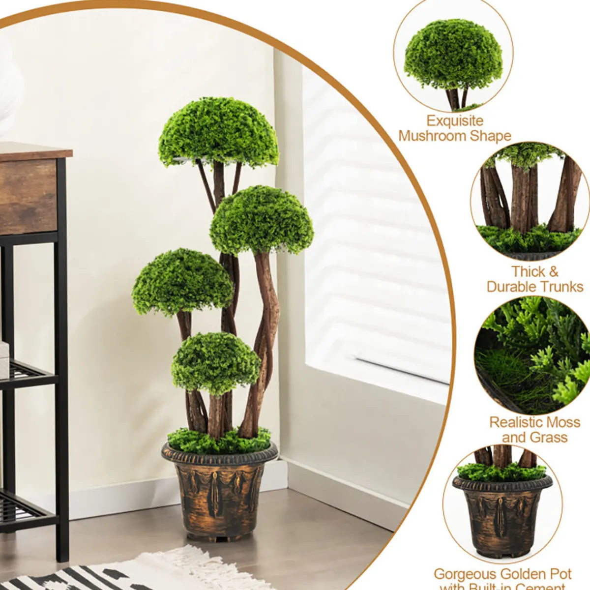 GoPlus (Costway) 3' Artificial Cedar Topiary Tree with Rattan Trunk