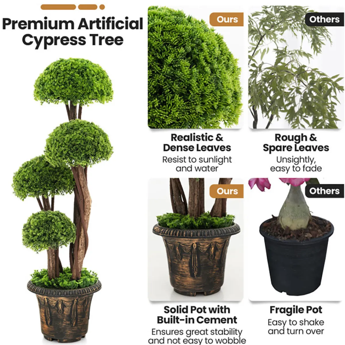 GoPlus (Costway) 3' Artificial Cedar Topiary Tree with Rattan Trunk