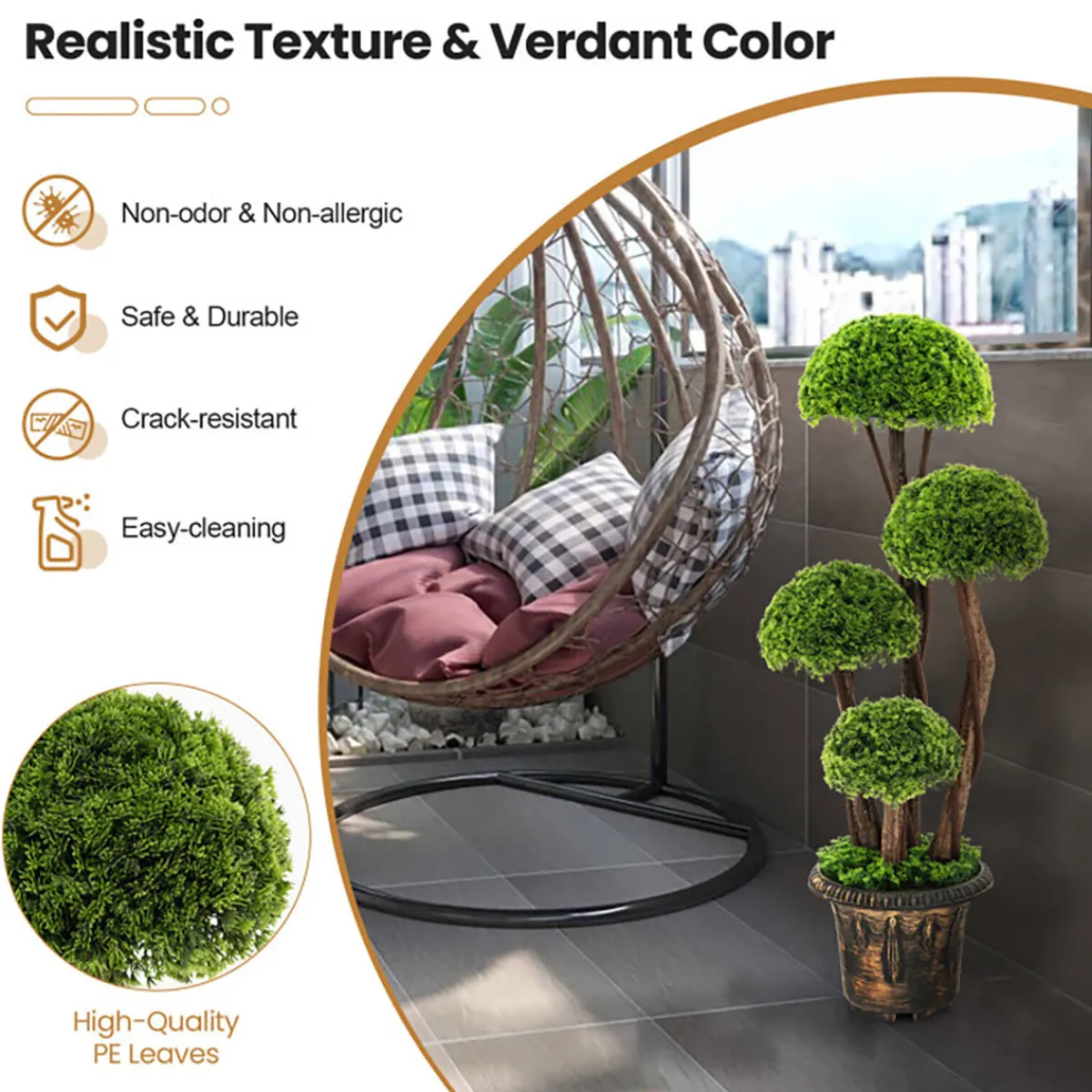 GoPlus (Costway) 3' Artificial Cedar Topiary Tree with Rattan Trunk