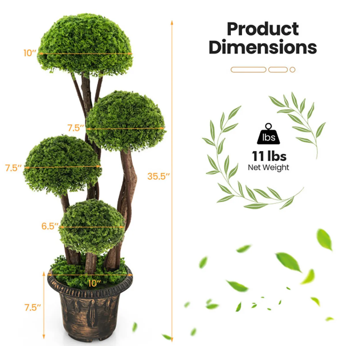 GoPlus (Costway) 3' Artificial Cedar Topiary Tree with Rattan Trunk