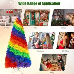 Village Lighting Company 7' Artificial Rainbow Hinged Christmas Tree