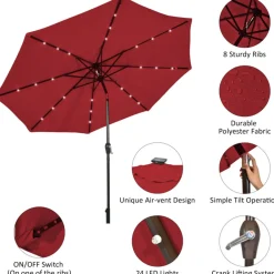 GoPlus (Costway) 10' Cantilever Patio Umbrella with Solar Powered Lights