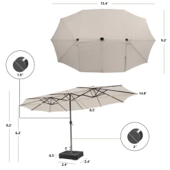 GoPlus (Costway) 15' Double-Sided Patio Umbrella with Solar Powered LED Lights
