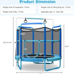 GoPlus (Costway) 5' Kids 3-in-1 Game Trampoline with Enclosure Net Spring Pad