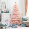 Village Lighting Company 6' Pink Pre-Lit Artificial Hinged Fur Christmas Tree