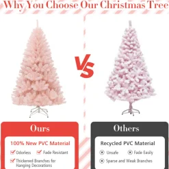 Village Lighting Company 6' Pink Pre-Lit Artificial Hinged Fur Christmas Tree