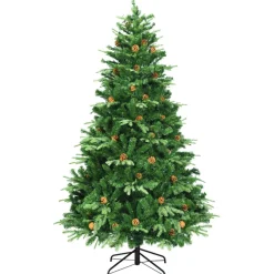 Village Lighting Company 7' Pre-Lit Artificial Christmas Tree with Pinecones