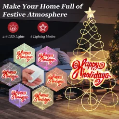 GoPlus (Costway) 5.6' Pre-Lit Happy Holidays Christmas Tree Decoration