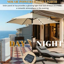 Sharper Image 9' Solar LED Lighted Patio Table Umbrella