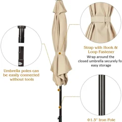 Sharper Image 9' Solar LED Lighted Patio Table Umbrella