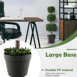 GoPlus (Costway) 35'' Artificial Boxwood Topiary Ball Tree with Cement Pot