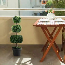 GoPlus (Costway) 35'' Artificial Boxwood Topiary Ball Tree with Cement Pot