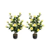 GoPlus (Costway) 38'' Artificial Camellia Flower Trees with Cement Pot (Set of 2)