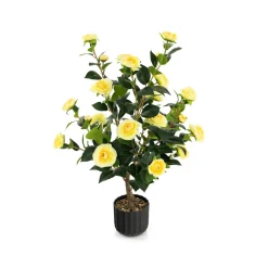 GoPlus (Costway) 38'' Artificial Camellia Flower Trees with Cement Pot (Set of 2)