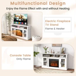 GoPlus (Costway) 58'' Fireplace TV Stand with Side Cabinets