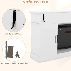 GoPlus (Costway) 58'' Fireplace TV Stand with Side Cabinets