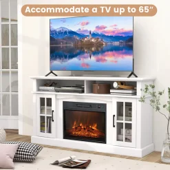 GoPlus (Costway) 58'' Fireplace TV Stand with Side Cabinets