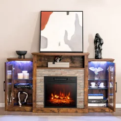 GoPlus (Costway) 58'' Fireplace TV Stand with Adjustable Shelves
