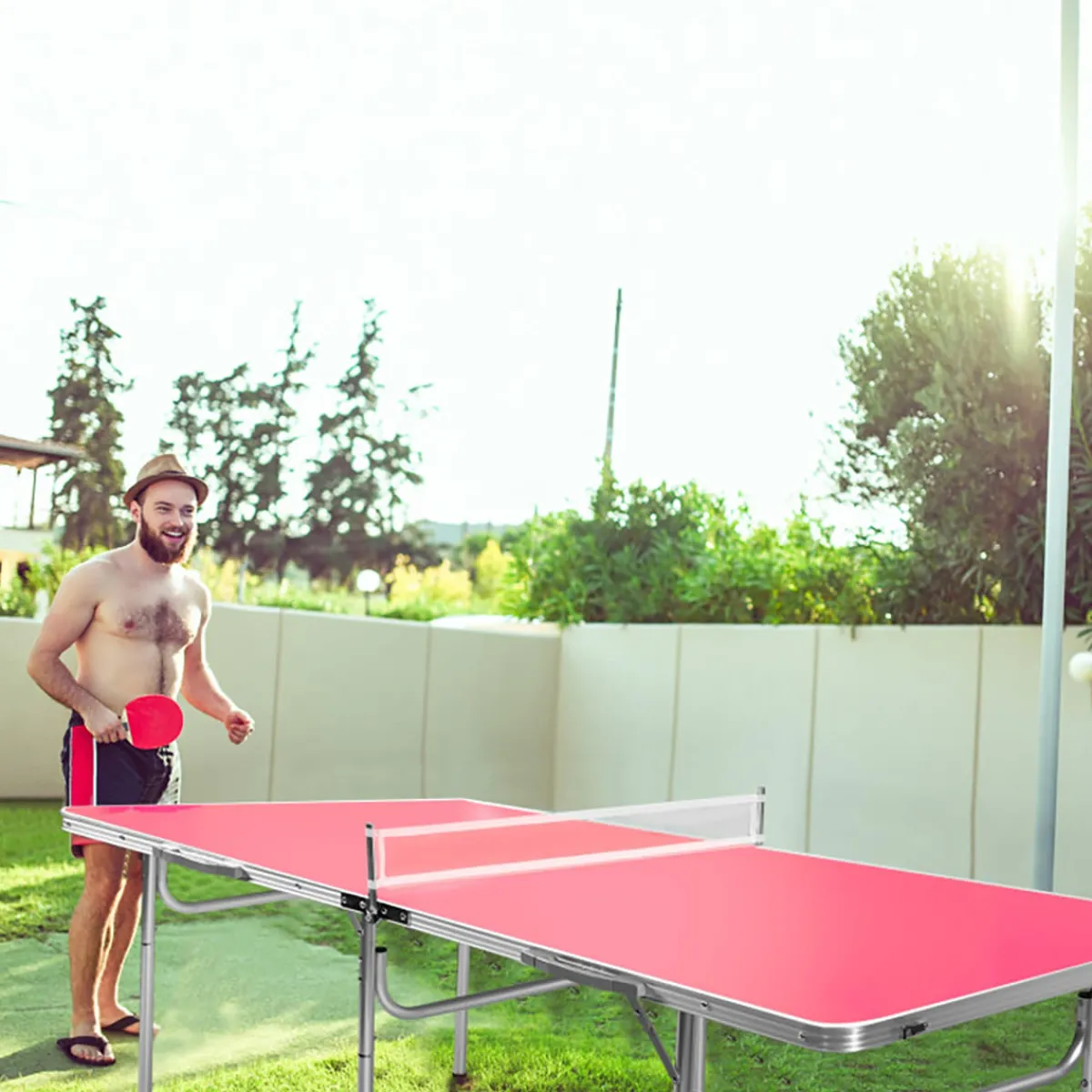 Sharper Image 60'' Folding Ping Pong Table Game Set