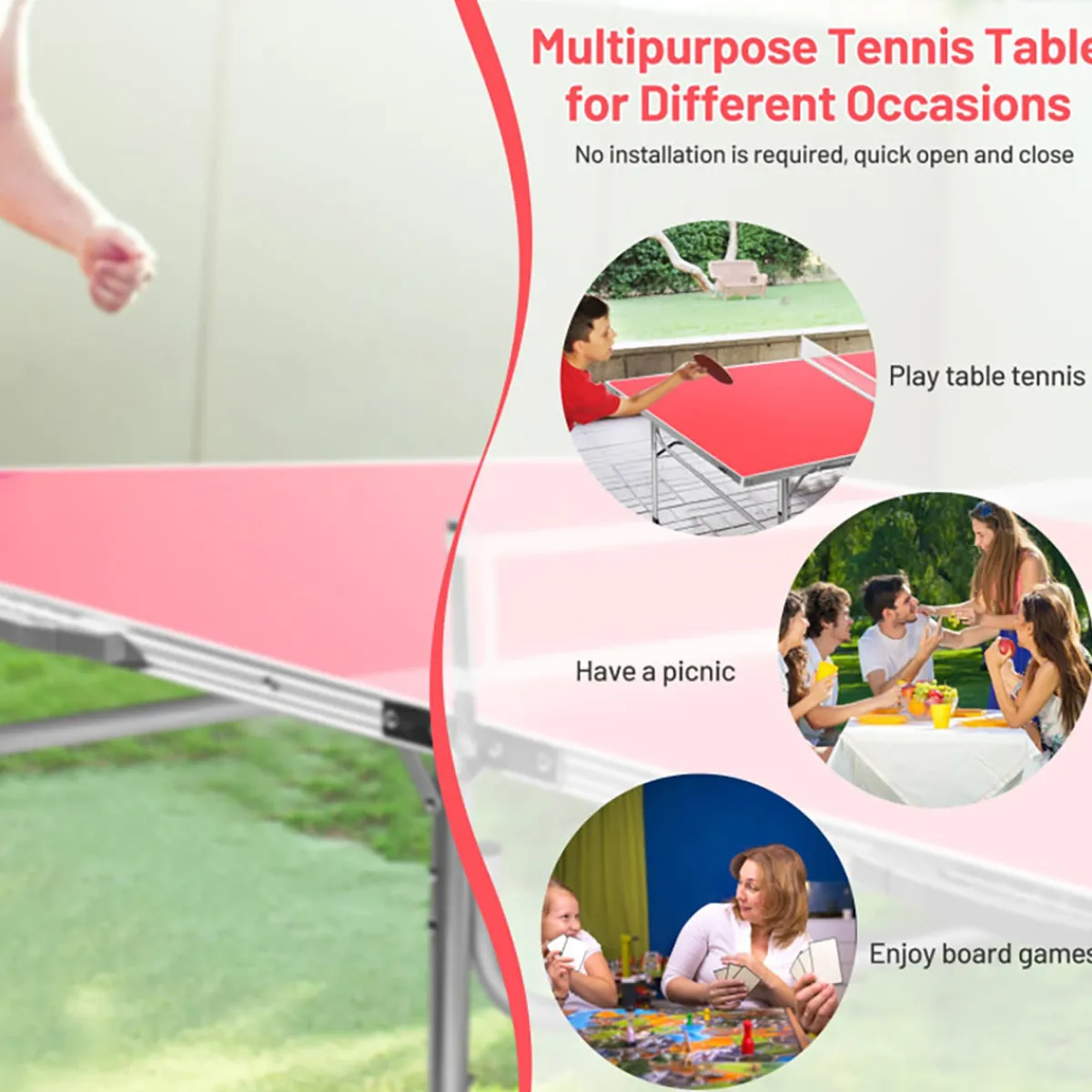 Sharper Image 60'' Folding Ping Pong Table Game Set