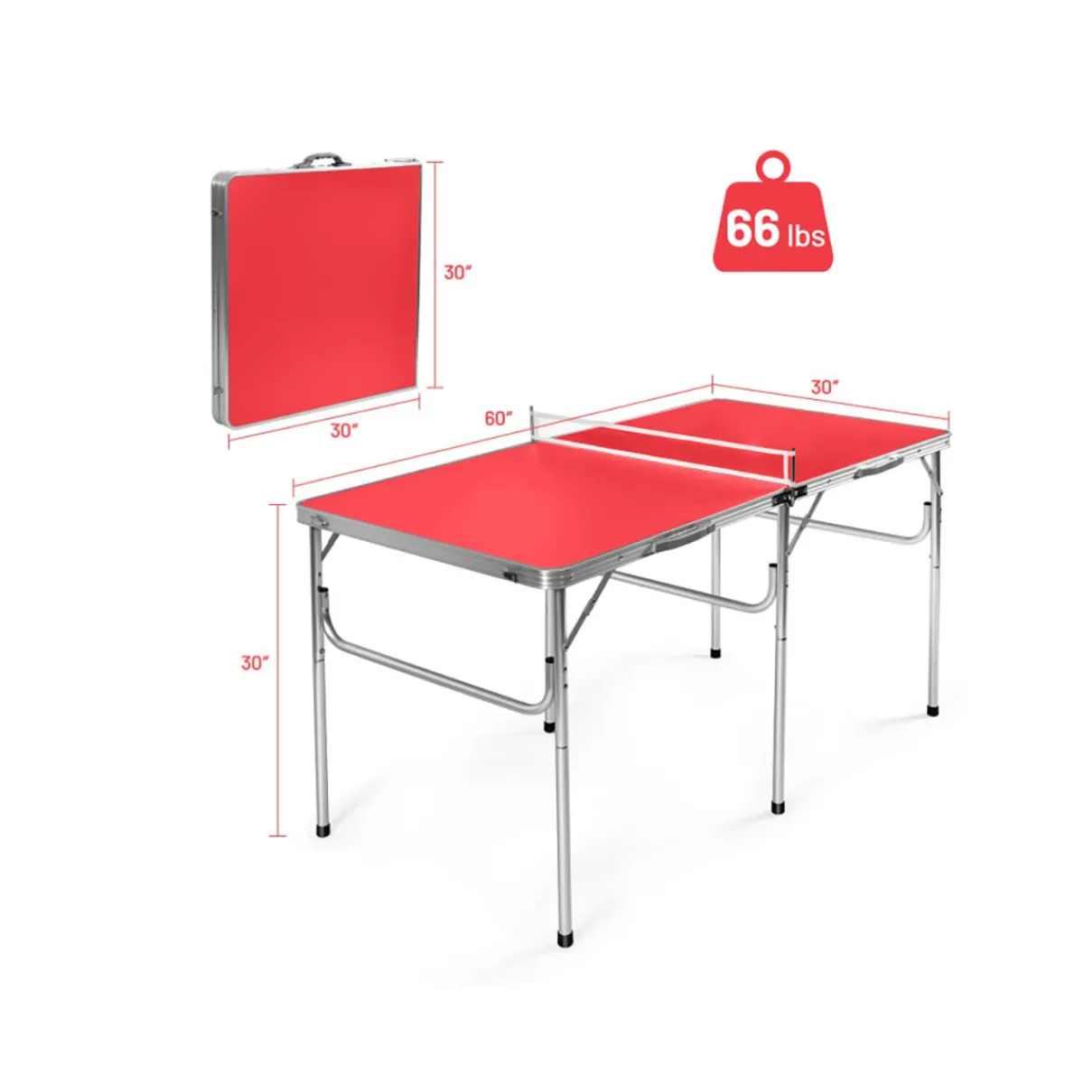 Sharper Image 60'' Folding Ping Pong Table Game Set